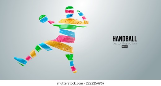 Abstrakte Silhouette eines Handballspielers auf weißem Hintergrund. Handballspieler Mann wirft den Ball. Vektorgrafik