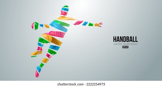 Abstract silhouette of a handball player on white background. Handball player man are throws the ball. Vector illustration