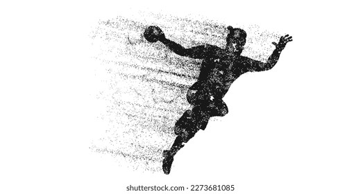 Abstract silhouette of a handball player on white background. Handball player man are throws the ball. Vector illustration