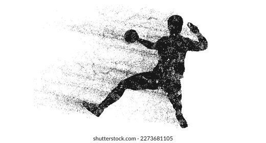 Abstract silhouette of a handball player on white background. Handball player man are throws the ball. Vector illustration