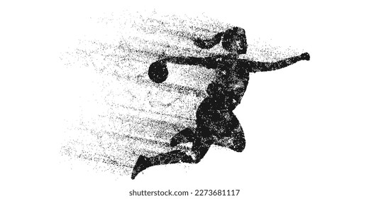 Abstract silhouette of a handball player on white background. Handball player woman are throws the ball. Vector illustration