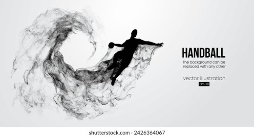 Abstract silhouette of a handball player on white background. Handball player man are throws the ball. Vector illustration