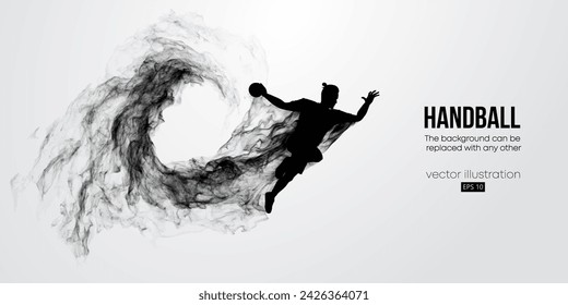 Abstract silhouette of a handball player on white background. Handball player man are throws the ball. Vector illustration