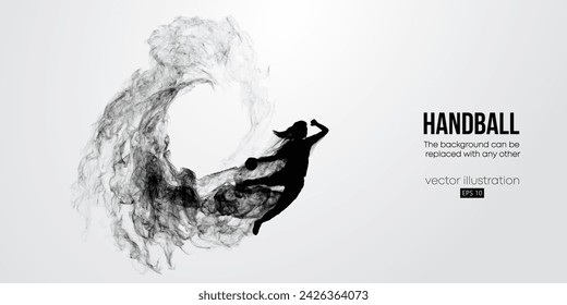 Abstract silhouette of a handball player on white background. Handball player man are throws the ball. Vector illustration