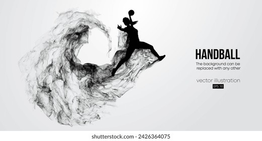 Abstract silhouette of a handball player on white background. Handball player man are throws the ball. Vector illustration