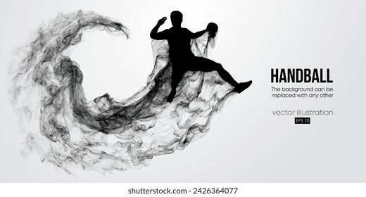 Abstract silhouette of a handball player on white background. Handball player man are throws the ball. Vector illustration