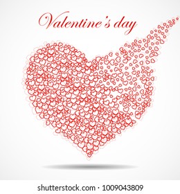 Abstract silhouette heart of little hearts. Valentine's day. Vector
