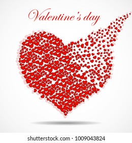 Abstract silhouette heart of little hearts. Valentine's day. Vector
