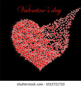 Abstract silhouette heart of little hearts. Valentine's day. Vector