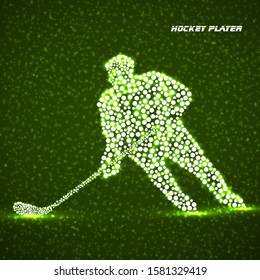 Abstract silhouette hockey player with hockey stick. Vector illustration