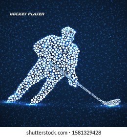 Abstract silhouette hockey player with hockey stick. Vector illustration