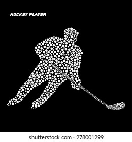 Abstract silhouette hockey player with hockey stick. Vector illustration. Eps 10