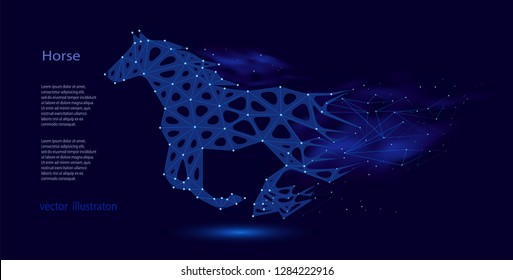 Silueta abstracta de un caballo de polígonos que se derrumban.