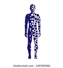 Abstract silhouette human with blue circles dotted logo vector