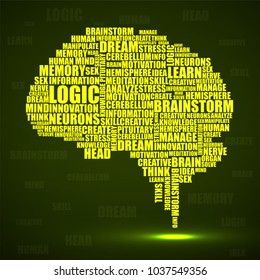Abstract silhouette human brain of words. Vector illustration. Eps 10
