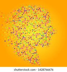 Abstract silhouette human head with colorful circles, dotted logo