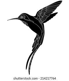 abstract silhouette of hummingbird, with a detailed, isolated object