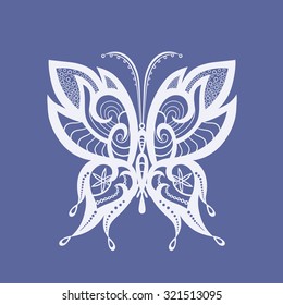 Abstract silhouette invented decorative butterfly. Reminiscent of lace, it is designed to decorate