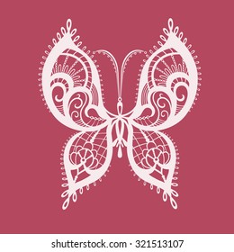 Abstract silhouette invented decorative butterfly. Reminiscent of lace, it is designed to decorate