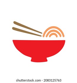 Abstract Silhouette Japanese Bowl Illustration, Asian Noodles Bowl Illustration, Hand Drawn Vector Illustration EPS 10.