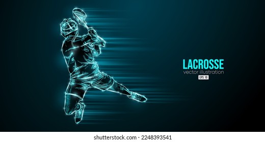 Abstract silhouette of a lacrosse player on black background. Lacrosse player woman are throws the ball. Vector illustration