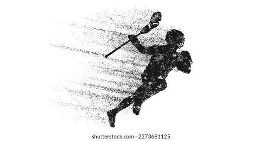 Abstract silhouette of a lacrosse player on white background. Lacrosse player man are throws the ball. Vector illustration