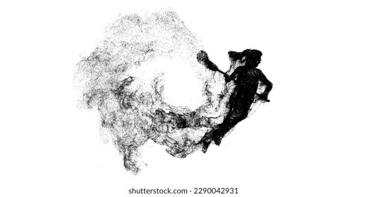 Abstract silhouette of a lacrosse player on white background. Lacrosse player woman are throws the ball. Vector illustration