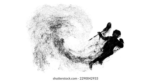 Silueta abstracta de un jugador de lacrosse sobre fondo blanco. El jugador de lacrosse está lanzando la pelota. Ilustración del vector