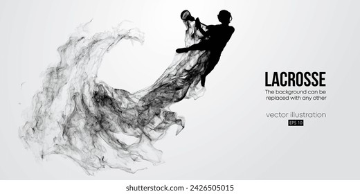 Abstract silhouette of a lacrosse player on white background. Lacrosse player man are throws the ball. Vector illustration