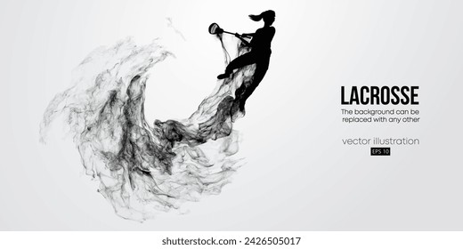 Abstract silhouette of a lacrosse player on white background. Lacrosse player man are throws the ball. Vector illustration