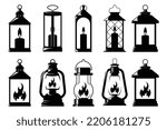 Abstract silhouette lantern icon and logo art