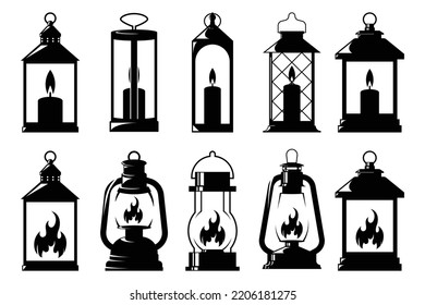 Abstract silhouette lantern icon and logo art