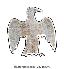 Abstract silhouette of a large eagle in mosaic brown