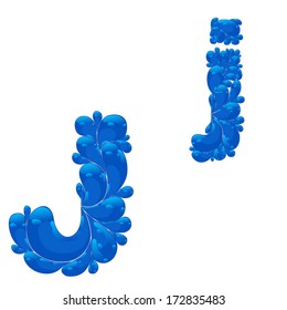 Abstract silhouette of a letter from the alphabet in the form of blue drops of water