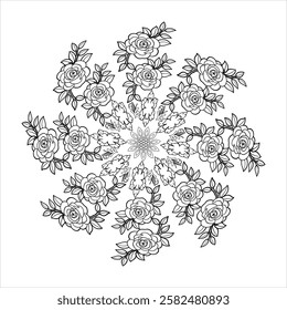  Abstract silhouette line art floral asian decorative mandala design 