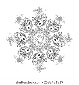  Abstract silhouette line art floral asian decorative mandala design 