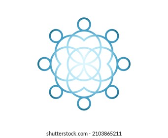 abstract silhouette of lines forming a crowd of people working together for a team or abstract logo