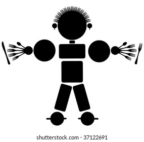 Abstract Silhouette Man Of Pots 02
