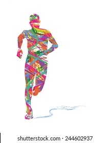 abstract silhouette of man running