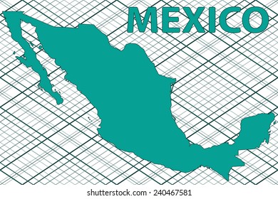 Abstract silhouette map of the Mexico. All objects are independent and fully editable.  