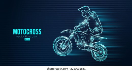 La silueta abstracta de un motociclista, el hombre está haciendo un truco, aislado de fondo azul. Transporte deportivo de moto Enduro. Ilustración del vector