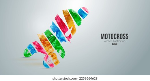 Abstract silhouette of a motocross rider, man is doing a trick, isolated on white background. Enduro motorbike sport transport. Vector illustration