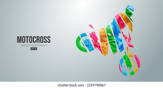 Abstract silhouette of a motocross rider, man is doing a trick, isolated on white background. Enduro motorbike sport transport. Vector illustration