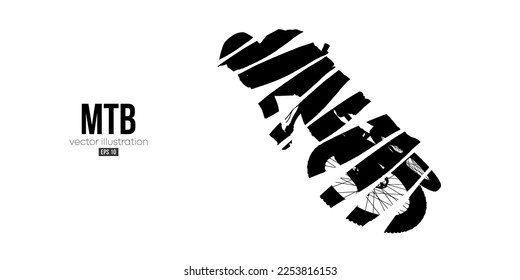 Abstract silhouette of a mtb rider, man is doing a trick, isolated on white background. Mountain cycling sport transport. Vector illustration
