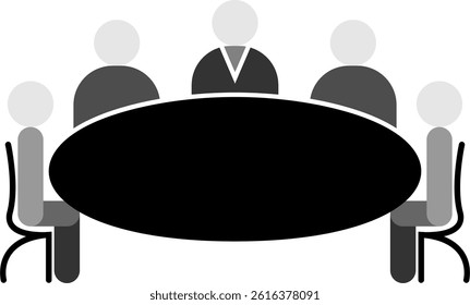 An abstract silhouette of an office meeting on a transparent background