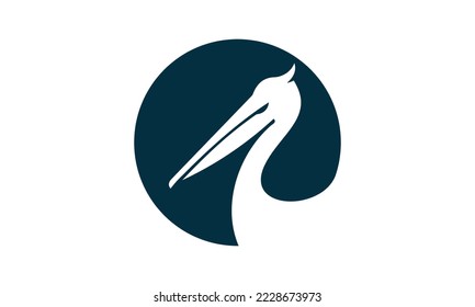 abstract silhouette pelican head logo