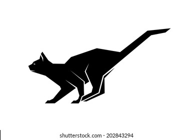 Abstract Silhouette Playing Cat