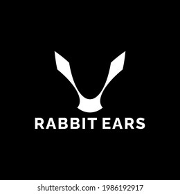 Abstract silhouette rabbit ears symbol logo template in flat design monogram illustration