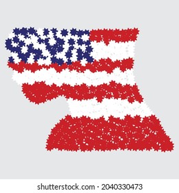 Abstract silhouette in red, blue and white, vector