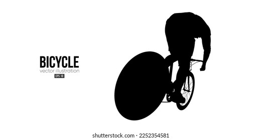 Abstract silhouette of a road bike racer, man is riding on sport bicycle isolated on white background. Cycling sport transport. Vector illustration